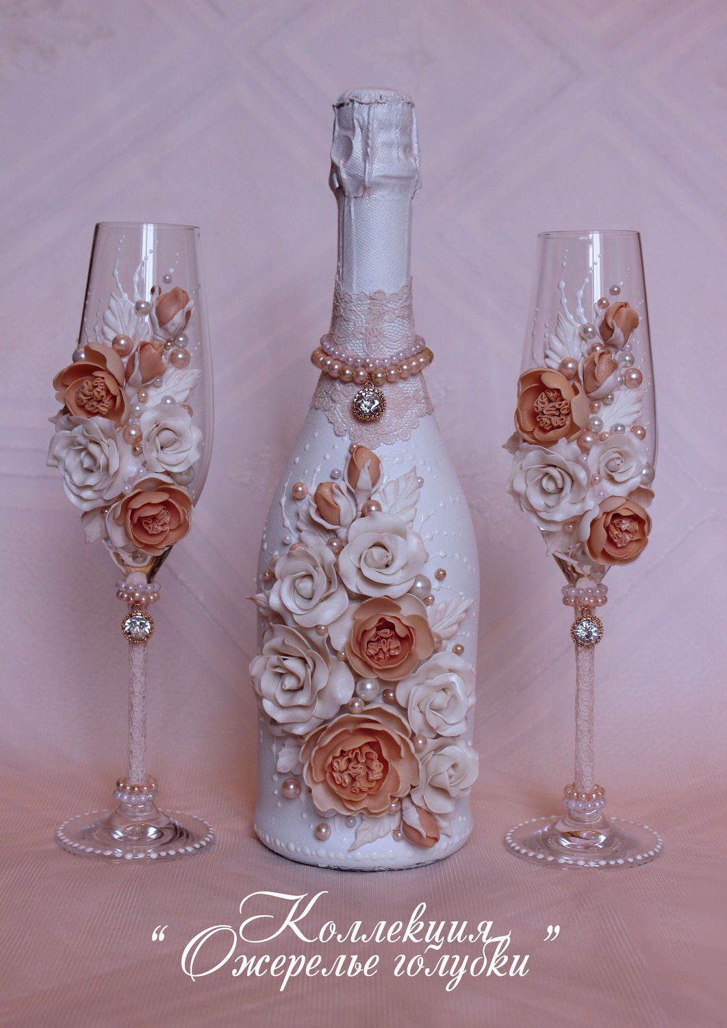 Мастер-класс: свадебные бокалы с цветами из полимерной глины от Зины