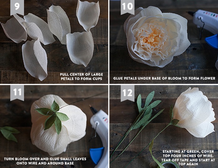 Цветы из креповой или гофрированной бумаги для украшения свадебной машины