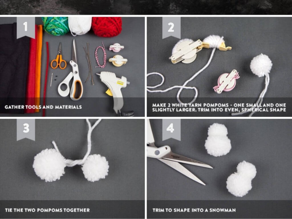 Как сделать снеговика из помпонов