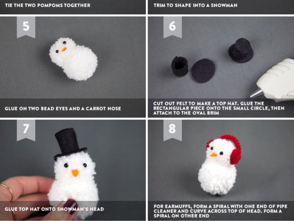 Как сделать снеговика из помпонов